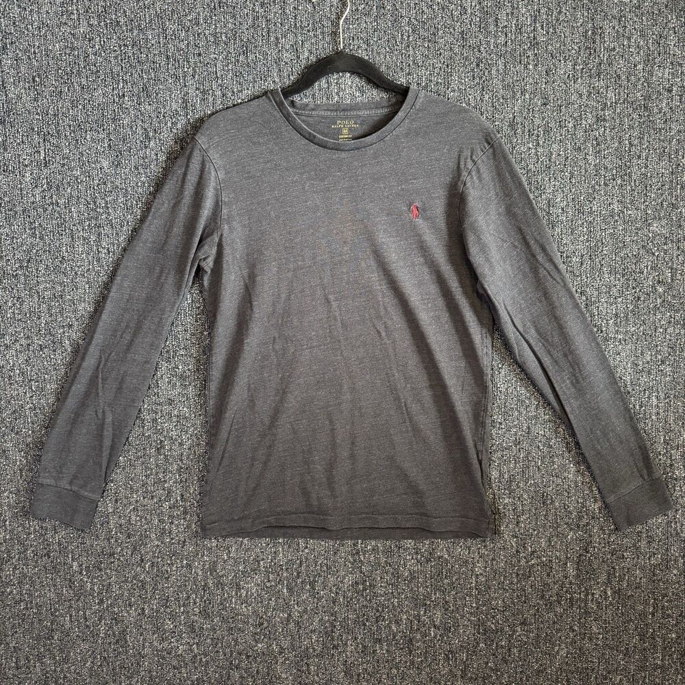 Polo‎ Ralph Lauren Men’s Charcoal Gray Custom Fit Long Sleeve T-Shirt Size M